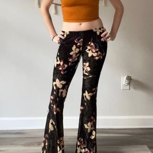 Velvet flare floral bellbottoms
